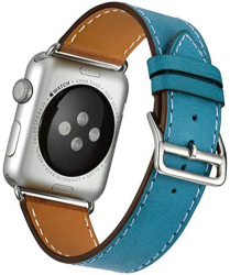 Curea iUni compatibila cu Apple Watch Ultra/SE/8/7/6/5/4/3/2/1 40mm Single Tour Piele Albastru 