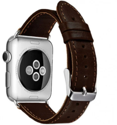 Curea iUni compatibila cu Apple Watch Ultra/SE/8/7/6/5/4/3/2/1 40mm Vintage Piele Dark Coffee 