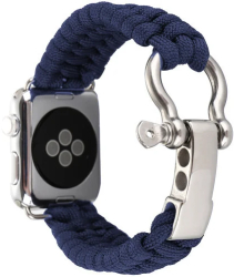 Curea iUni compatibila cu Apple Watch Ultra/SE/8/7/6/5/4/3/2/1 42mm Elastic Paracord Rugged Nylon Rope Midnight Blue 
