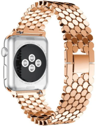 Curea iUni compatibila cu Apple Watch Ultra/SE/8/7/6/5/4/3/2/1 42mm Jewelry Otel Inoxidabil Rose Gold 