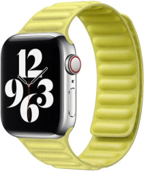 Curea iUni compatibila cu Apple Watch Ultra/SE/8/7/6/5/4/3/2/1 42mm Leather Link Galben 