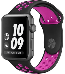 Curea iUni compatibila cu Apple Watch Ultra/SE/8/7/6/5/4/3/2/1 42mm Silicon Sport Negru/Roz