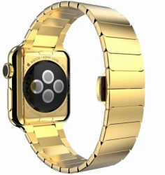 Curea iUni compatibila cu Apple Watch Ultra/SE/8/7/6/5/4/3/2/1 44mm Link Bracelet Otel Inoxidabil Gold 