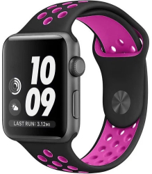Curea iUni compatibila cu Apple Watch Ultra/SE/8/7/6/5/4/3/2/1 44mm Silicon Sport Negru/Roz 