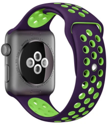 Curea iUni compatibila cu Apple Watch Ultra/SE/8/7/6/5/4/3/2/1 44mm Silicon Sport Purple/Green 