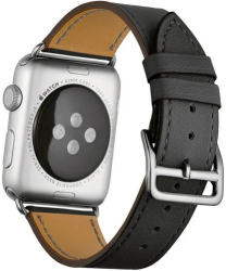 Curea iUni compatibila cu Apple Watch Ultra/SE/8/7/6/5/4/3/2/1 44mm Single Tour Piele Negru 