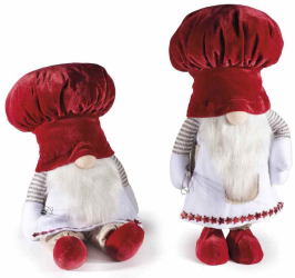 Set 2 figurine Mos Craciun Bucatar textil multicolor 22.5x18x46 cm 