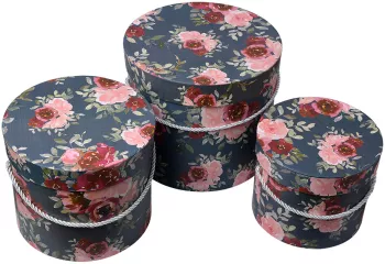 Set 3 cutii depozitare carton multicolor 23x20 cm 20x17 cm 17x14 cm 
