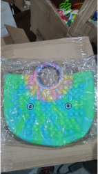 Jucarie Antistres din silicon Flippy Pop It Now And Flip It Geanta mare 28 cm Multicolor Turcoaz 