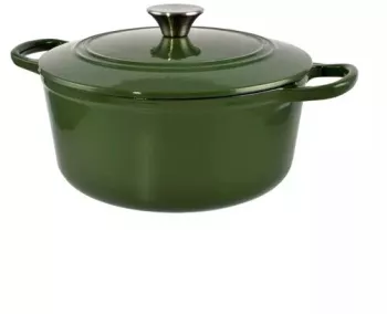 Oala de fonta emailata cu capac maner din inox verde 3.5 L Perfect Home 