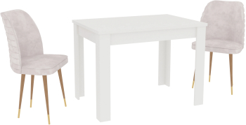 Set Masa haaus Zeta Alb 2 Scaune Crem/Gold 102 x 69 x 75 cm 