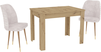 Set Masa haaus Zeta Stejar Artisan 2 Scaune Crem/Gold 102 x 69 x 75 cm 