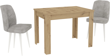 Set Masa haaus Zeta Stejar Artisan 2 Scaune Gri/Alb 102 x 69 x 75 cm 
