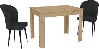 Set Masa haaus Zeta Stejar Artisan 2 Scaune Negre 102 x 69 x 75 cm 
