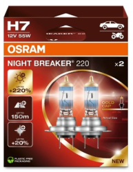 Set 2 becuri auto halogen Osram H7 Night Breaker +220 12V 55W 