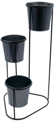 Suport pentru flori din metal negru 3 ghivece 24x22x47 cm 