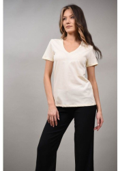 TRICOU BUMBAC CU DECOLTEU IN V MARENTINO Galben TALIE UNICA 