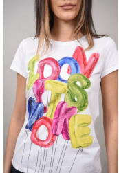 TRICOU IMPRIMEU LITERE MULTICOLOR GUARENE Alb S-M 