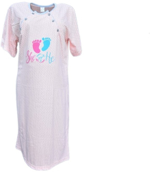 Camasa de noapte cu maneca scurta pentru alaptat Sevgi CAS-1 Roz 