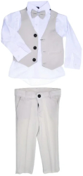 Costum elegant din 4 piese pentru baieti Mini Junior Cost-2026-B Bej 