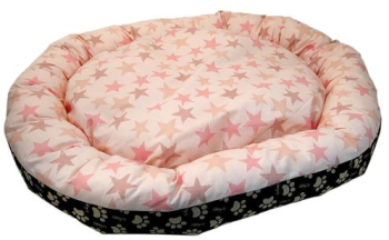 Culcus moale pentru caine/pisica model cu stelute roz 49 cm 