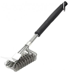 Perie pentru curatat gratar grill inox   2 in 1 sarma si racleta   44x6.5x8 cm