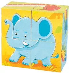 Puzzle din cuburi animale salbatice 