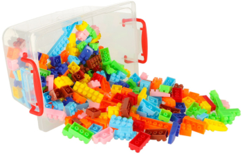 Set de blocuri de constructie pentru copii in cutie de depozitare 240 piese multicolor