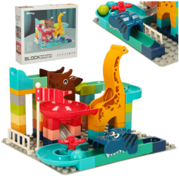 Set 62 blocuri creative de constructie cu pista de bile Bibi-Dino 