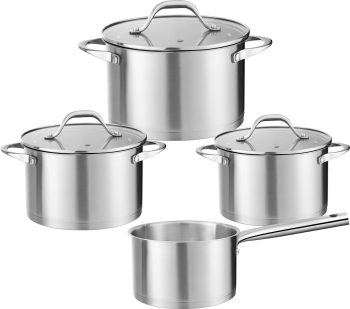 Set vase de gatit din inox Zilan ZLN1344 cu 7 piese manere nituite Compatibil gaz inductie & electric Compatibil masina de spalat vase 