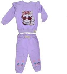 Compleu 2 piese pantaloni si bluza pentru fete Mini Junior SETMJ-30 Mov 