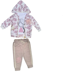 Compleu 3 piese pantaloni bluza si jacheta pentru fete Mini Junior SETMJ-28 Roz 