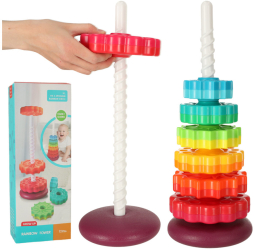 Jucarie educationala Turn piramida pentru stivuire roata spirala Plastic 12 luni + Curcubeu 