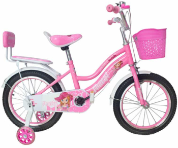Bicicleta Go Kart XN 12 inch pentru copii 2-4 ani roti ajutatoare silicon portbagaj cosulet roz 