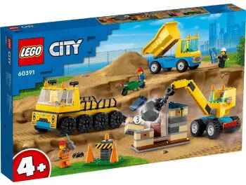 LEGO City Camioane de constructie si macara cu bila pentru demolari 60391 