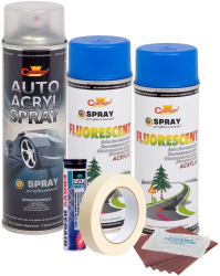 Kit complet reparatie si vopsire jante culoare Albastru Fluorescent V2 