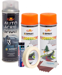 Kit complet reparatie si vopsire jante culoare Orange Fluorescent V2 