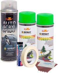 Kit complet reparatie si vopsire jante culoare Verde Fluorescent V2 
