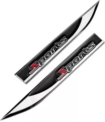 Set 2 embleme auto metalice SPORTS reliefate 3D dimensiune 14.6 x 1 8 cm 