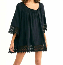 Tunica Rochie de plaja aerisita usoara si delicata culoare Neagra dimensiune Universala 