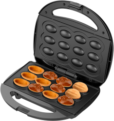 Aparat pentru copt forme coji de nuci 12 forme 1200W Negru indicator luminos Placi Neaderente Adler AD3071 