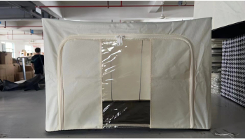 Cutie de depozitare pliabila Flippy Cu fermoar 100 L Textil 60x42x40 cm Cadru Metalic Suport Baza Stabil din P-Bejlastic 