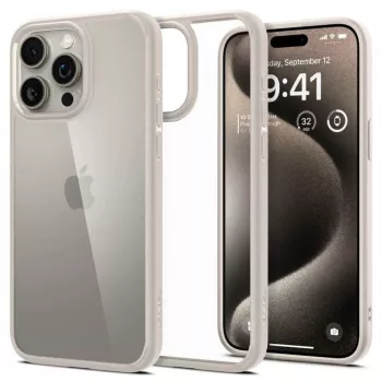 Husa pentru iPhone 15 Pro - Spigen Ultra Hybrid - Natural Titanium 
