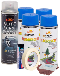 Kit complet reparatie si vopsire jante culoare Albastru Fluorescent V4 
