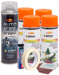 Kit complet reparatie si vopsire jante culoare Orange Fluorescent V4 