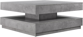 Masuta Cafea cu Blat Rotativ pentru Living Culoare Gri Beton PAL Dimensiuni 76x76x38 cm