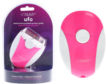Pieptene electric cu LED Vitammy Ufo exterminator de paduchi Roz