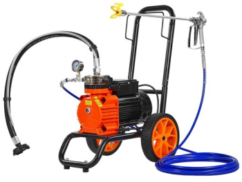 Pompa de vopsit cu diafragma pentru suprafete mari putere 1100 W 2 l/min 138 Bar lungime furtun 9 m 2 x roti mari 