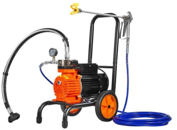 Pompa de vopsit cu diafragma pentru suprafete mari putere 900 W 1.8 l/min 125 Bar lungime furtun 9 m 2 x roti mari