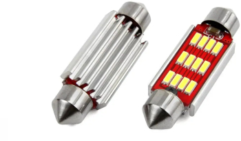 Set becuri auto cu LED CANBUS sofit compatibil C5W 12 SMD 4014 41mm Alb 12/24V- destinat competitiilor auto sau off-road 